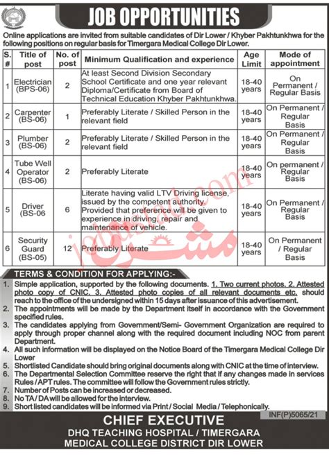 New Jobs In Dhq Teaching Hospital Timergara September 2022 Advertisement