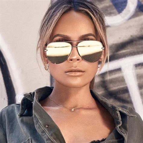 Quay X Desi High Key Gold Mirrored Aviator Sunglasses Gem