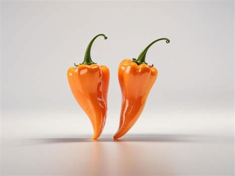 Dos Pimientos Naranja Habanero Aislados Sobre Un Fondo Transparente