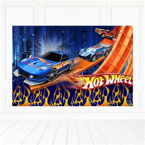 Painel Retangular Tecido Sublimado D Hotwheels Frt Felicit Hot Wheels Hot Poliester