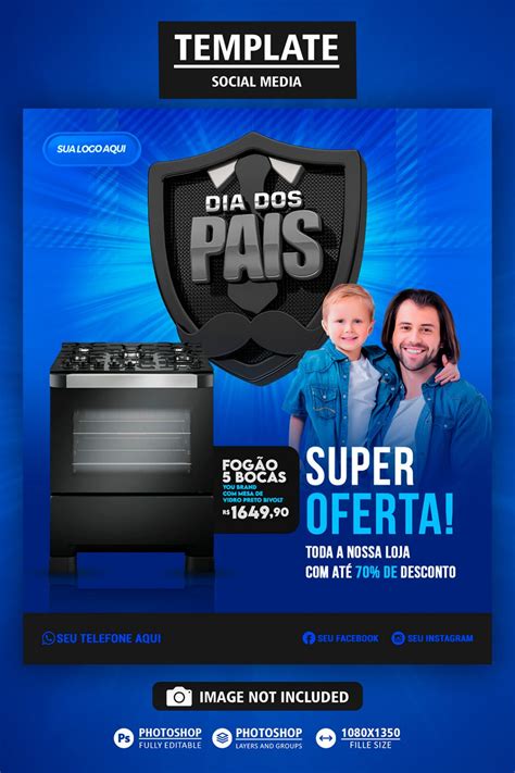 Template Social Media Super Oferta Eletrodoméstico Dia dos Pais PSD