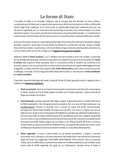 Completo Regionale Lezioni Le forme di Stato Il concetto di Stato è