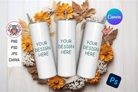 Full Wrap 20oz Skinny Tumbler Mockup Psd Graphic by Crafty Corner ...