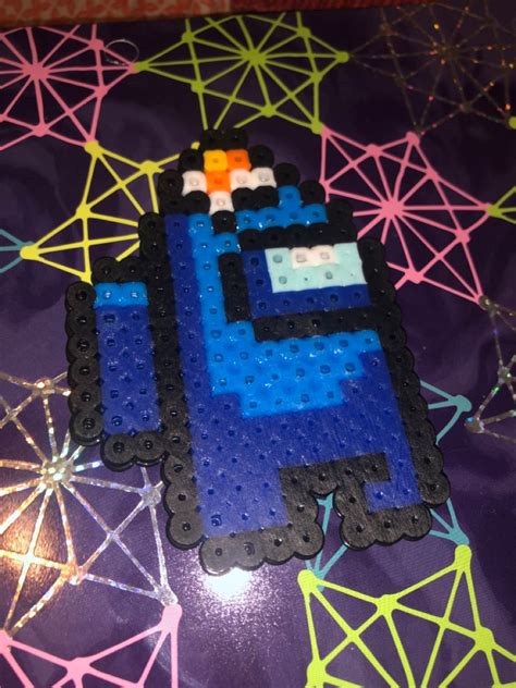 Blue Among Us Perler Bead With On Head Easy Perler Bead Patterns Melty