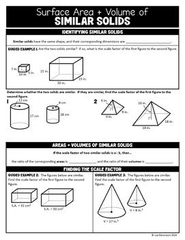 Surface Area And Volume Of Similar Solids Geometry Guided Binder Notes