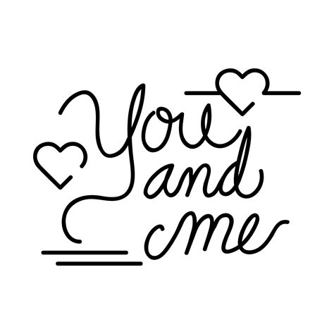 You And Me Lettering With Hearts Decoration 3345467 Vector Art At Vecteezy