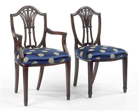 Hepplewhite style shield back with carved tulip design arm chair and s – Federalist