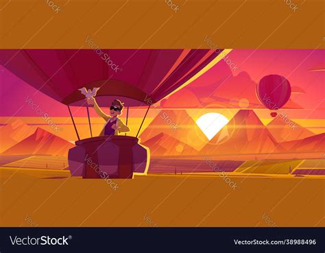 Hot Air Balloon Travel Man With Dove On Hand Vector Image