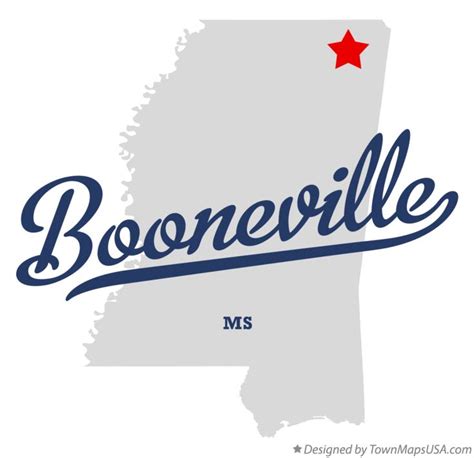 Map of Booneville, MS, Mississippi