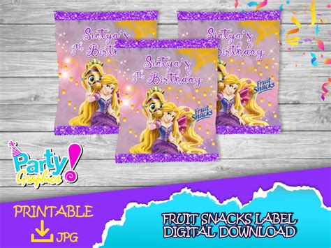 Tangled Birthday Pack Chip Bag Fruit Snacks Favor Bag Etsy