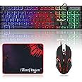 Bluefinger Rgb Gaming Keyboard And Backlit Mouse Combo Usb Wired Led