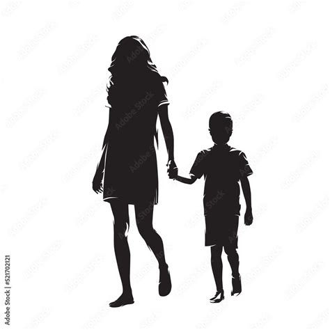 Mom And Son Walk Forward Holding Hands Mother Son Relationship Trust