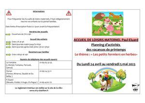 Calam O Planning Des Activit S Eluard Avril