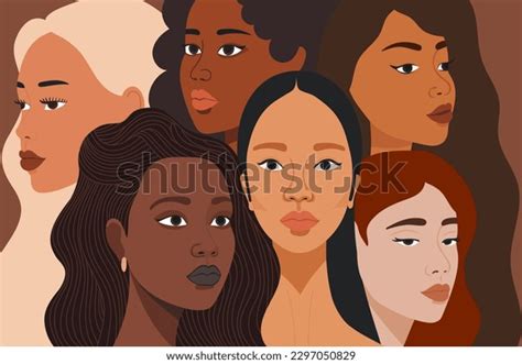 Six Attractive Women Different Hairstyles Skin Stock Vector Royalty Free 2297050829 Shutterstock