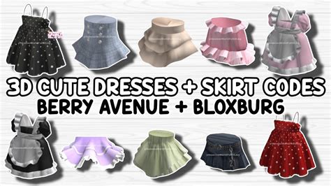 3d Cute Dresses And Skirt Codes For Berry Avenue Bloxburg And All Roblox Games That Allow Codes 😍