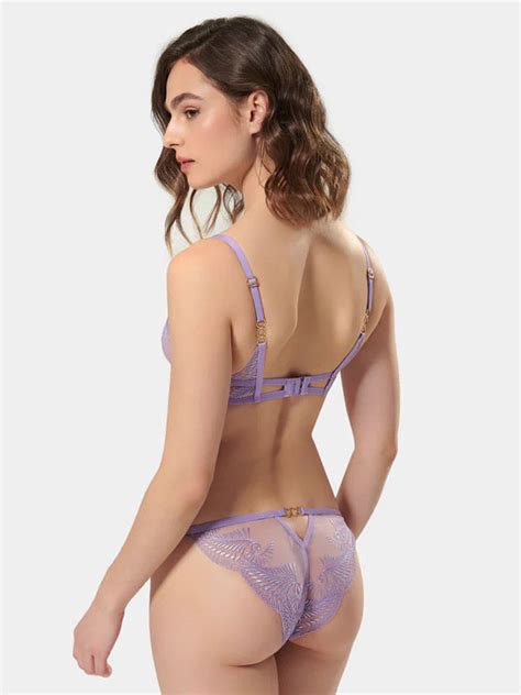 Bra Panty Sets Lavender Lace 3 Piece Adult S Sexy Lingerie Milanoo