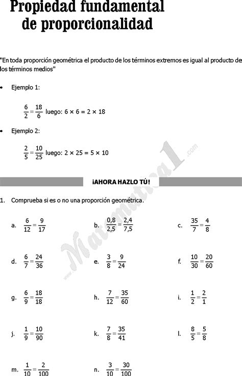 Razones Y Proporciones Propiedad Fundamental De Proporcionalidad Regla De Tres