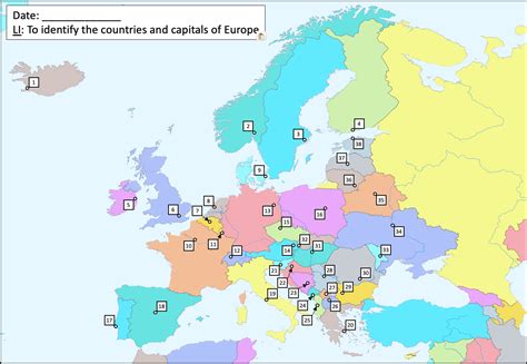 Europe Political Map With Capitals