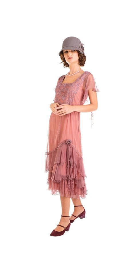 Alexa 1920s Flapper Style Dress In Mauve By Nataya Flapper Style