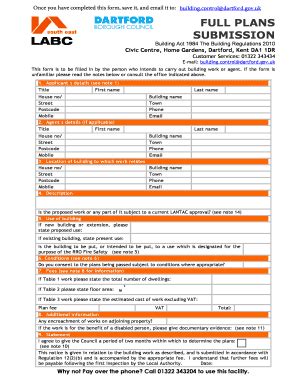 Fillable Online Dartford Gov Form Full Plans Submission Electronic