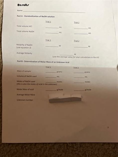 Solved Part A - Standardization of NaOH solution Molarity of | Chegg.com 