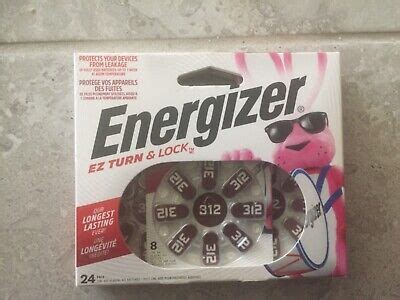 Energizer EZ Turn Lock Size 312 Hearing Aid Batteries 24 Count EXP 7