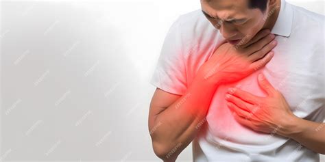 Premium Ai Image Asian Man Suffering From Upper Chest Pain Choking