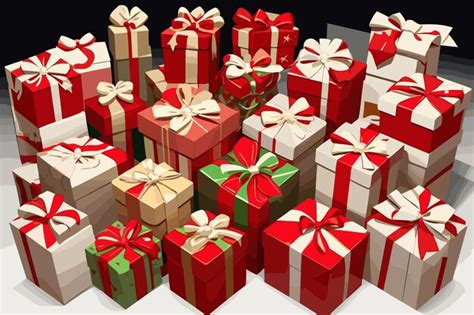 Premium Vector A Bunch Of Presents Including One With A Green Bow