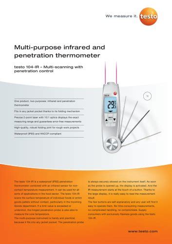 Multi Purpose Infrared And Penetration Thermometer Testo 104 IR