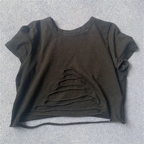 Black Cut Out Under Boob Crop Top Unique Cut Out Depop
