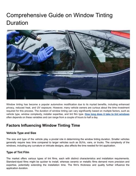 Ppt Comprehensive Guide On Window Tinting Duration Powerpoint