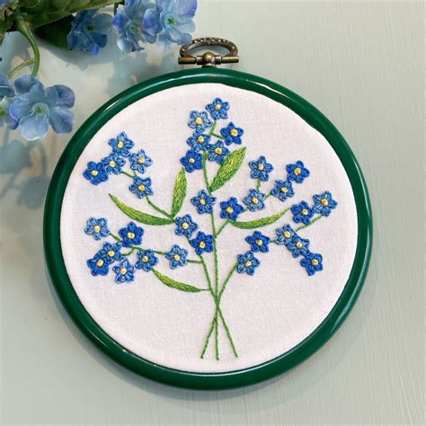 Forget Me Nots Embroidery Hoop Floral Embroidery Embroidery Etsy