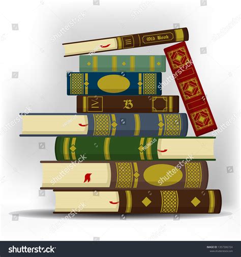 Stack Vintage Old Books Side View Stock Vector (Royalty Free ...