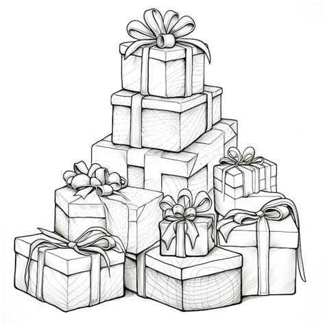 Premium AI Image A Drawing Of A Stack Of Presents With Bows And Bows