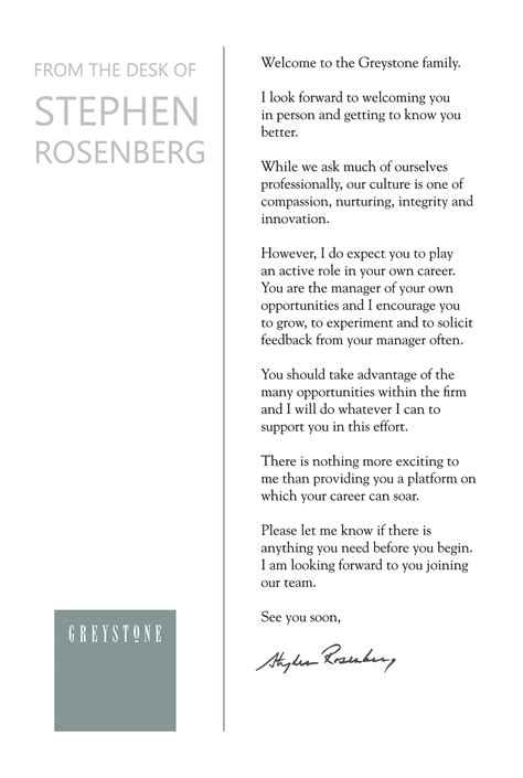 CEO Welcome Letter - Greystone on Behance