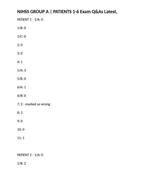 Nihss Group A Exam Questions And Answers For Patients Exams