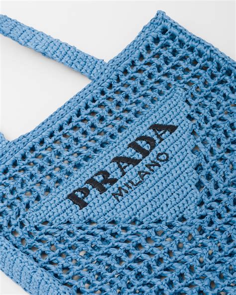 Light Blue Crochet Tote Bag Prada