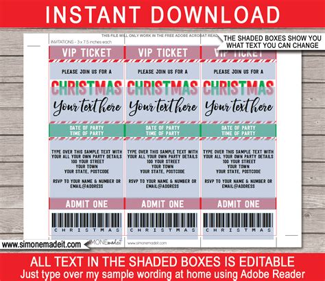 Christmas Party Printable Ticket Template