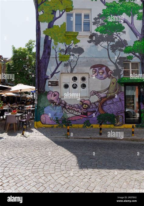 Street art in the neighbourhood of Kapana in the city of Plovdiv ...