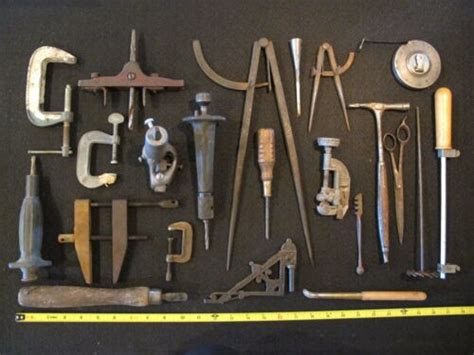 Lot Estate Found Antique Vtg Junk Drawer Hammer Caliper Old Farm