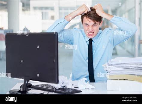 portrait stress  pulling hair   businessman   office