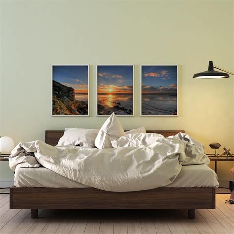 Conjunto De Quadros Decorativos Quarto Sala Mar Por Do Sol Paisagem Natural