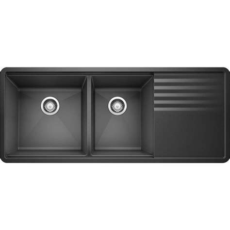 BLANCO Precis 20-in x 48-in Anthracite (Black) Double-Basin Granite ...