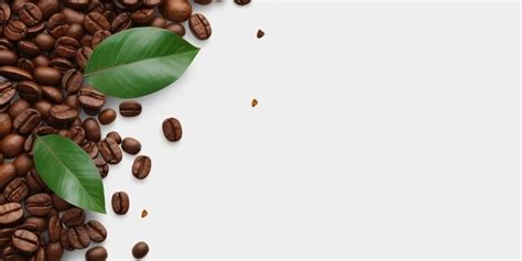 Premium Ai Image Top View A Coffee Beans And Leaf In The Corner Side