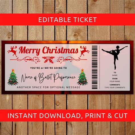 Gift Ticket Ballet Ticket Template Gift Certificate Voucher Printable