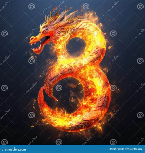 Lucky Number Eight And Chinese Dragon Concept For Symbols Of Good Luck