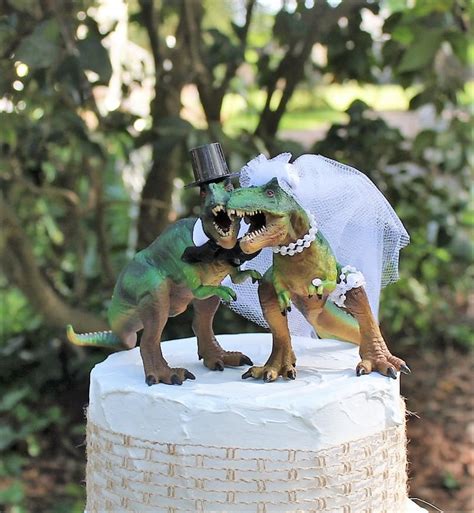 Dinosaur Wedding Cake Topper T Rex Cake Topper Etsy