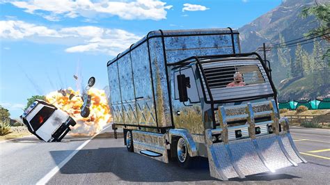 GTA 5 ARMORED MULE TRUCK HIGH SPEED CRASHES SUPER CINEMATIC PICTURE