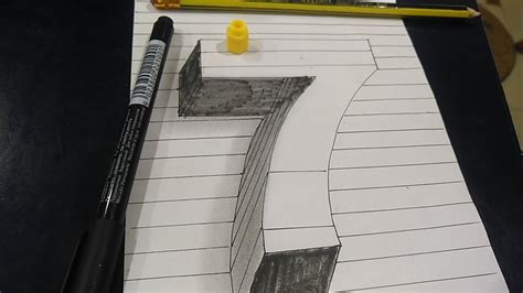 How To Draw 3d Number 7 On A Paper Youtube