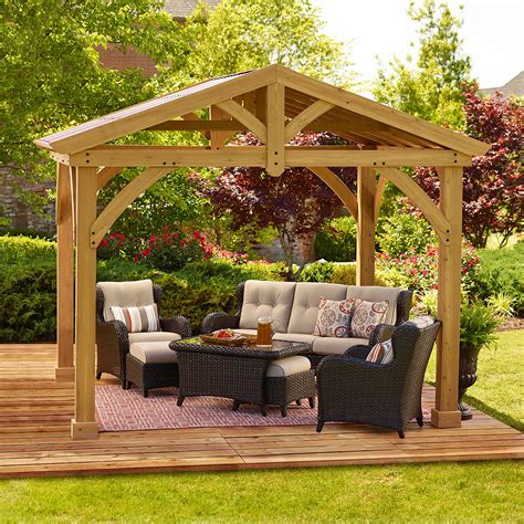 Yardistry Avery Pavilion 10 Ft W X 12 Ft D Wood Permanent Gazebo